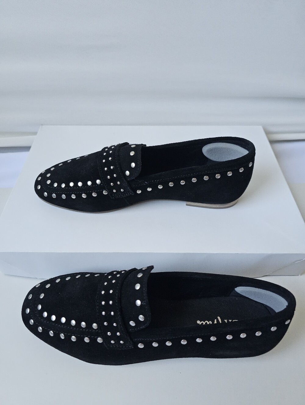 DIBA True Canyon Studded Black Leather Loafers Flats Size 7.5 M